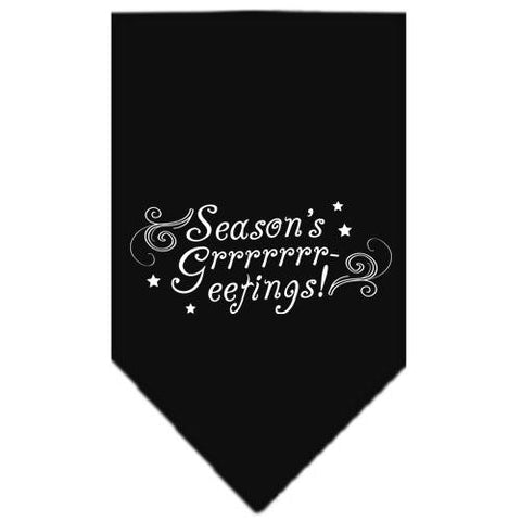 Seasons Greetings Screen Print Bandana Black Large