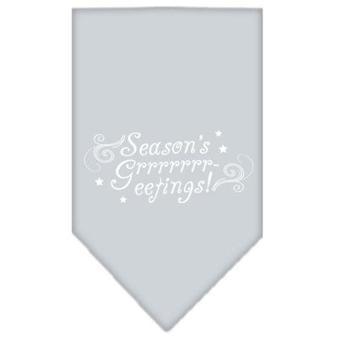 Seasons Greetings Screen Print Bandana Grey Large