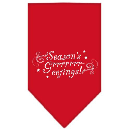 Seasons Greetings Screen Print Bandana Red Large