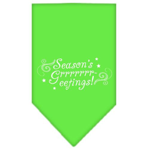 Seasons Greetings Screen Print Bandana Lime Green Small