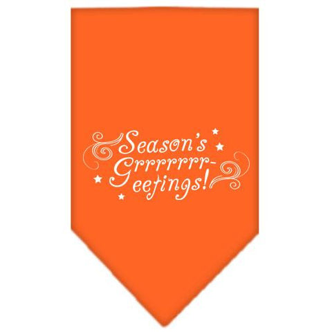 Seasons Greetings Screen Print Bandana Orange Small