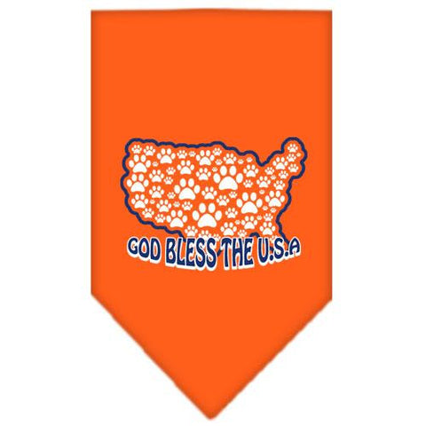 God Bless USA Screen Print Bandana Orange Small