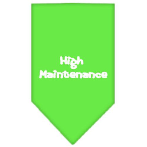 High Maintenance Screen Print Bandana Lime Green Large