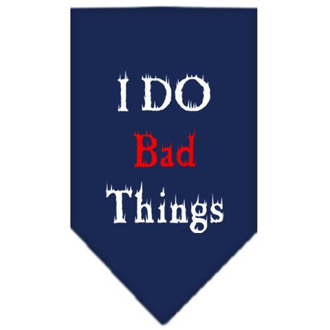 I Do Bad Things  Screen Print Bandana Navy Blue Large