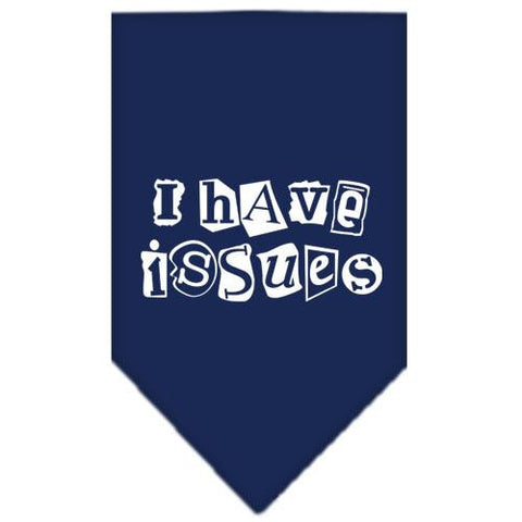 I Have Issues Screen Print Bandana Navy Blue Small