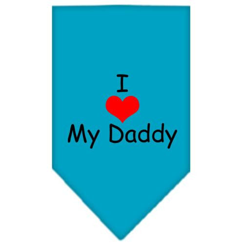 I Heart My Daddy  Screen Print Bandana Turquoise Large