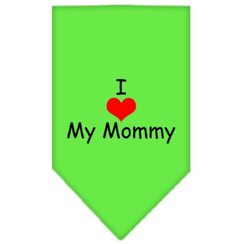 I Heart My Mommy  Screen Print Bandana Lime Green Large