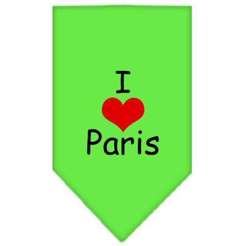 I Heart Paris  Screen Print Bandana Lime Green Large