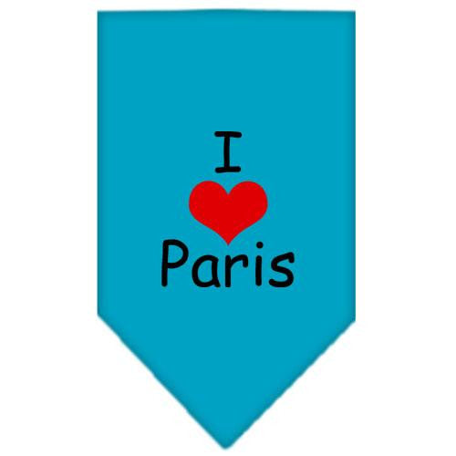 I Heart Paris  Screen Print Bandana Turquoise Large