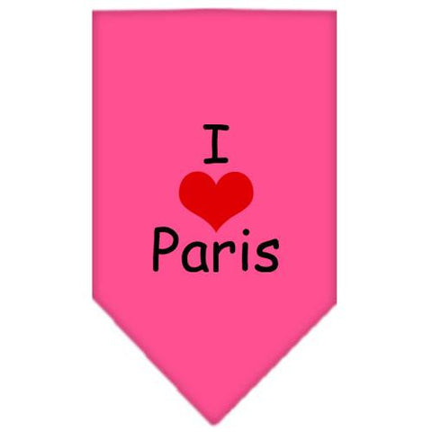 I Heart Paris  Screen Print Bandana Bright Pink Small