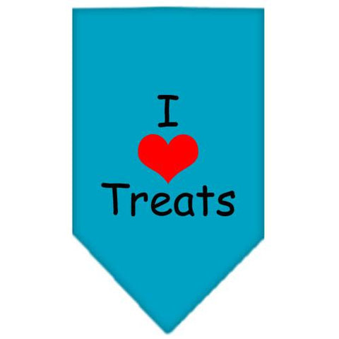 I Heart Treats  Screen Print Bandana Turquoise Large