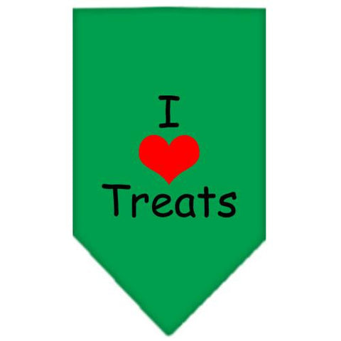 I Heart Treats  Screen Print Bandana Emerald Green Small