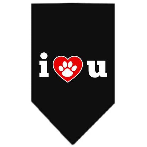 I Love U Screen Print Bandana Black Large