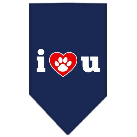 I Love U Screen Print Bandana Navy Blue Small