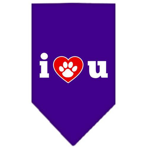 I Love U Screen Print Bandana Purple Small