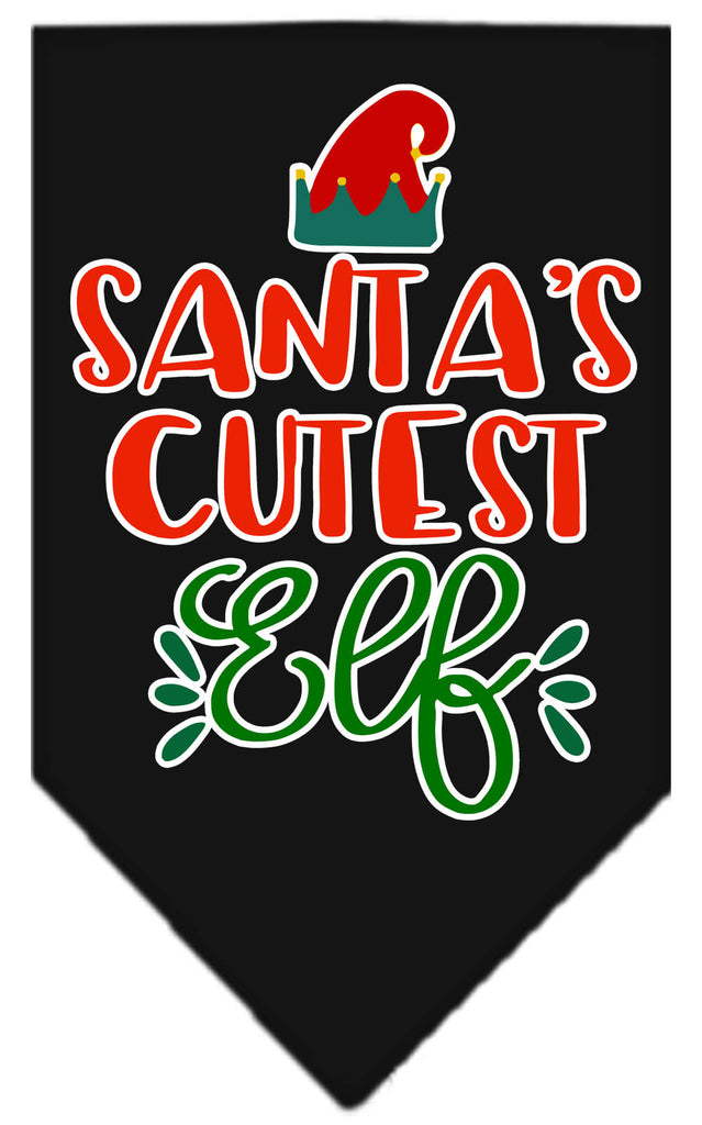 Santa's Cutest Elf Screen Print Bandana Black Large