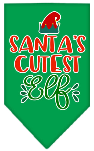 Santa's Cutest Elf Screen Print Bandana Emerald Green Large