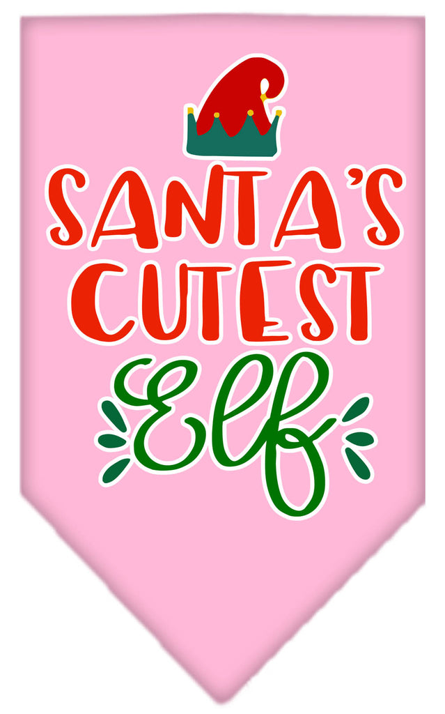 Santa's Cutest Elf Screen Print Bandana Light Pink Large