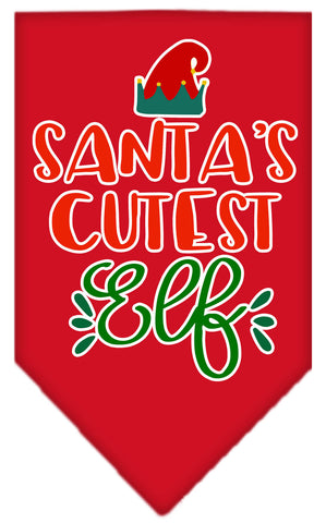 Santa's Cutest Elf Screen Print Bandana Red Large