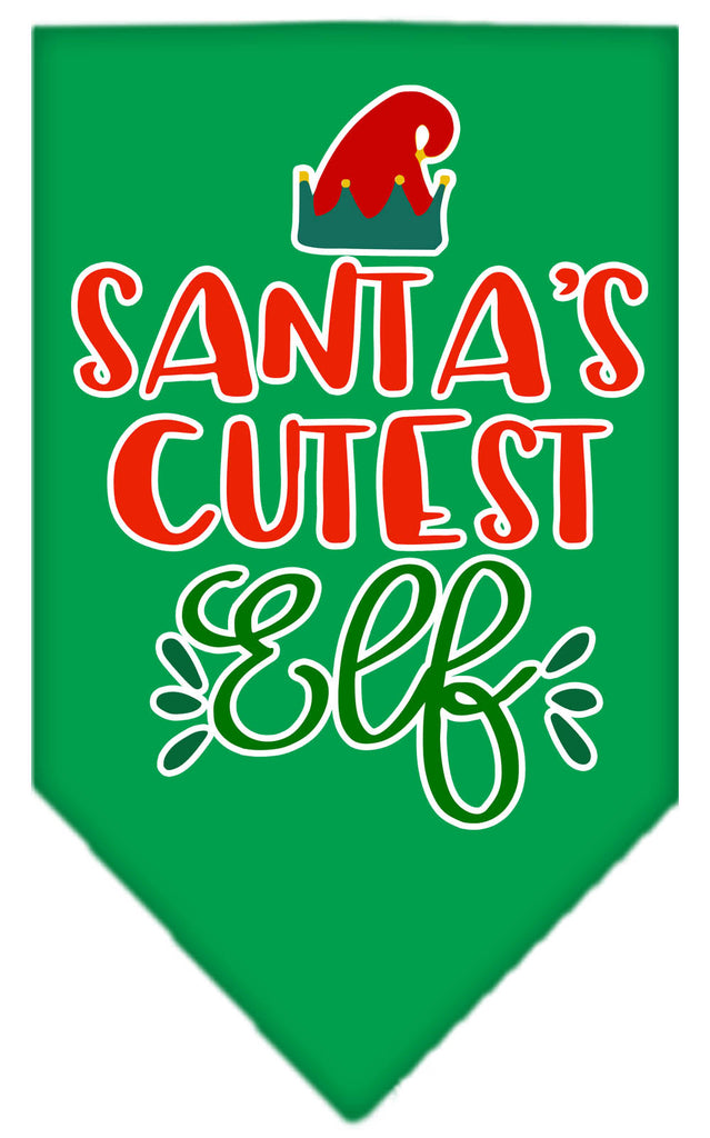 Santa's Cutest Elf Screen Print Bandana Emerald Green Small