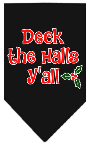 Deck The Halls Y'all Screen Print Bandana Black Large