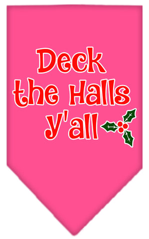 Deck The Halls Y'all Screen Print Bandana Bright Pink Large