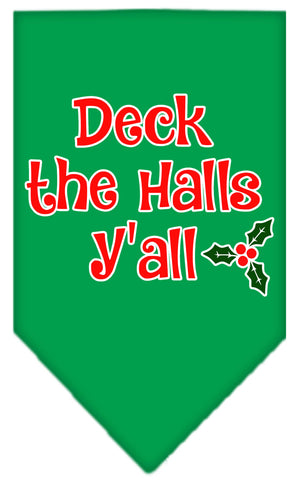 Deck The Halls Y'all Screen Print Bandana Emerald Green Large