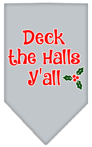 Deck The Halls Y'all Screen Print Bandana Grey Large