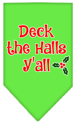 Deck The Halls Y'all Screen Print Bandana Lime Green Large