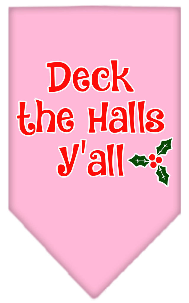 Deck The Halls Y'all Screen Print Bandana Light Pink Large