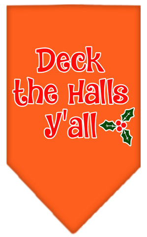 Deck The Halls Y'all Screen Print Bandana Orange Large