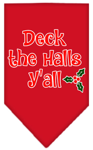 Deck The Halls Y'all Screen Print Bandana Red Large