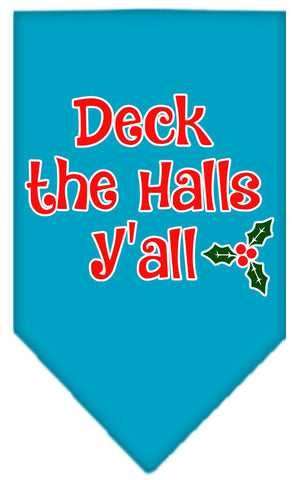 Deck The Halls Y'all Screen Print Bandana Turquoise Large