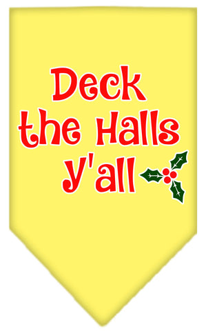 Deck The Halls Y'all Screen Print Bandana Yellow Large