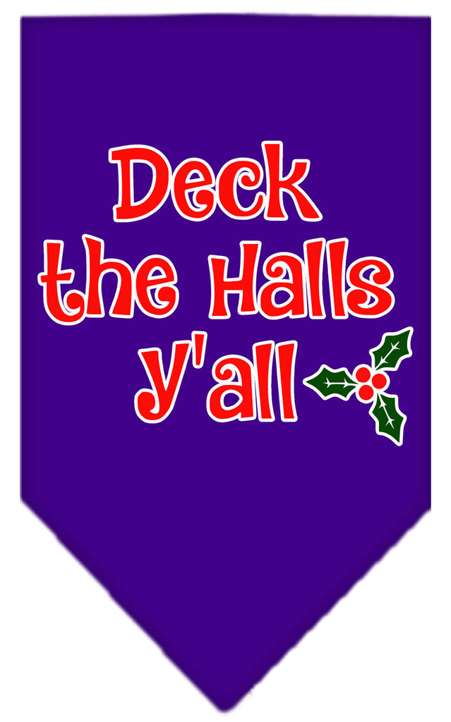 Deck The Halls Y'all Screen Print Bandana Purple Small