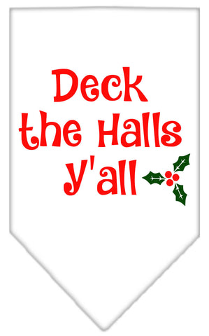 Deck The Halls Y'all Screen Print Bandana White Small