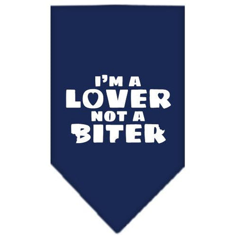 I'm a Lover Not a Biter Screen Print Bandana Navy Blue Small