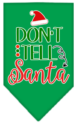 Don't Tell Santa Screen Print Bandana Emerald Green Large