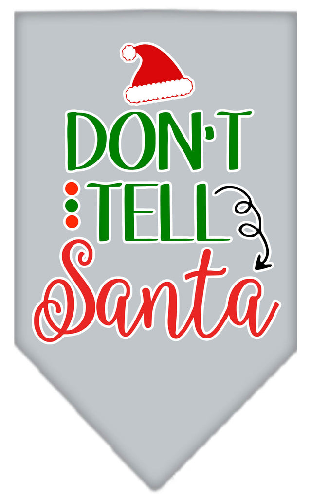 Don't Tell Santa Screen Print Bandana Grey Large