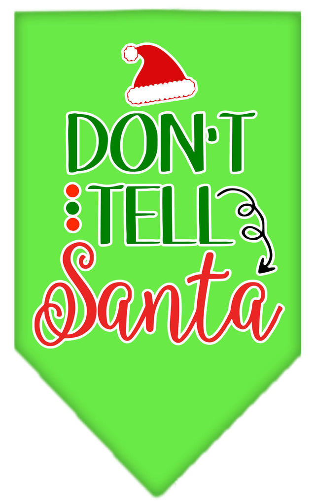 Don't Tell Santa Screen Print Bandana Lime Green Large