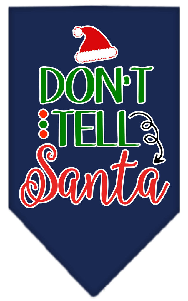 Don't Tell Santa Screen Print Bandana Navy Blue Large