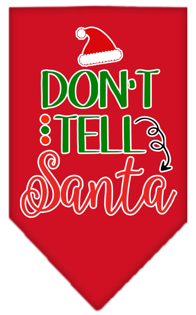 Don't Tell Santa Screen Print Bandana Red Large