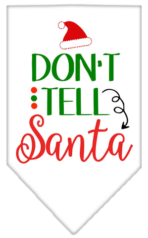 Don't Tell Santa Screen Print Bandana White Large