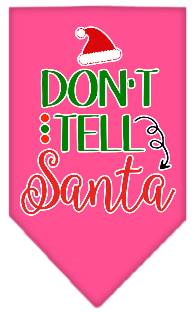 Don't Tell Santa Screen Print Bandana Bright Pink Small