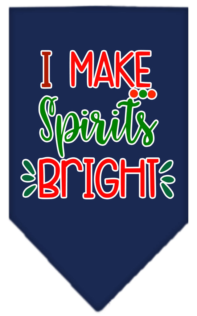 I Make Spirits Bright Screen Print Bandana Navy Blue Large