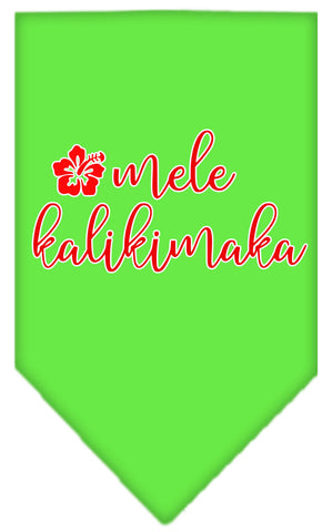 Mele Kalikimaka Screen Print Bandana Lime Green Large