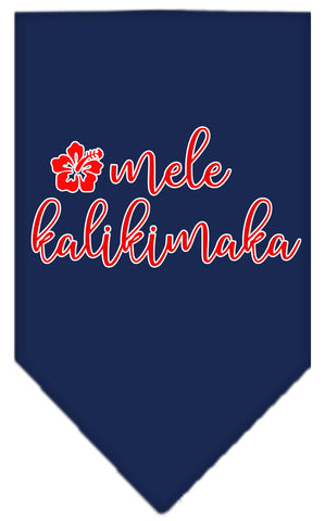 Mele Kalikimaka Screen Print Bandana Navy Blue Large