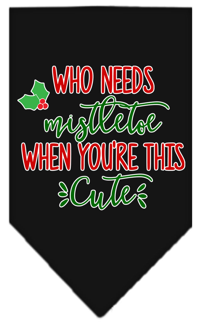 Who Needs Mistletoe Screen Print Bandana Black Large