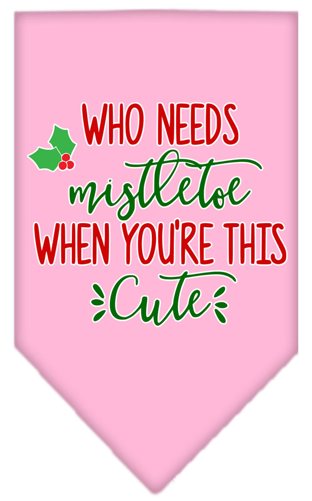 Who Needs Mistletoe Screen Print Bandana Light Pink Large