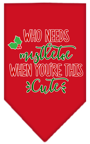 Who Needs Mistletoe Screen Print Bandana Red Large